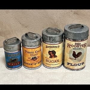 Ohio Wholesale Vintage Inspired Tin Kitchen Canister (set of 4) + Bonus